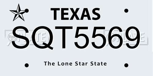SQT5569 Texas License Plate