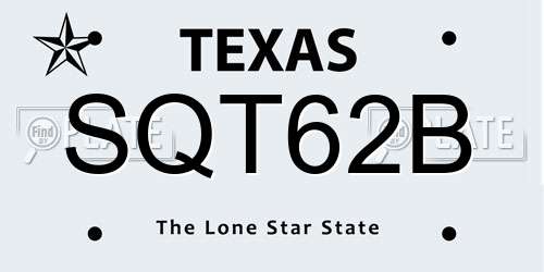 SQT62B Texas License Plate