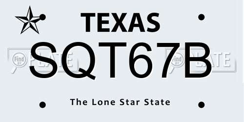 SQT67B Texas License Plate