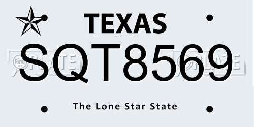 SQT8569 Texas License Plate
