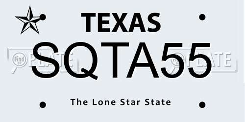 SQTA55 Texas License Plate