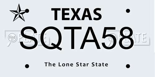 SQTA58 Texas License Plate