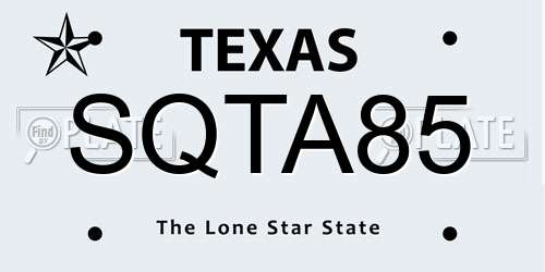SQTA85 Texas License Plate