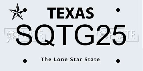SQTG25 Texas License Plate