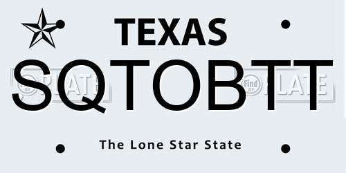 SQTOBTT Texas License Plate