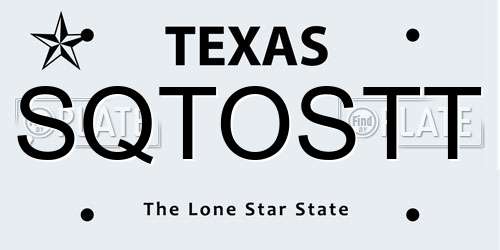 SQTOSTT Texas License Plate