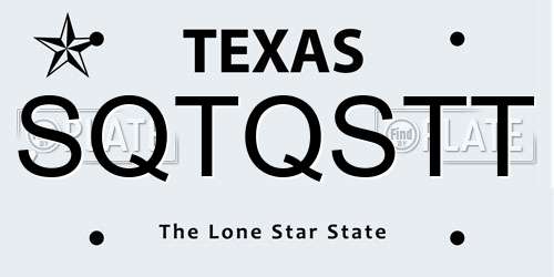 SQTQSTT Texas License Plate