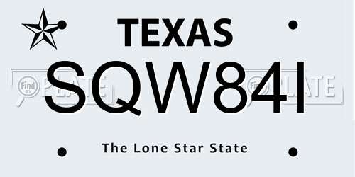SQW84I Texas License Plate