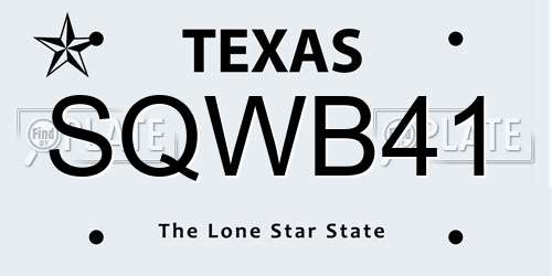 SQWB41 Texas License Plate