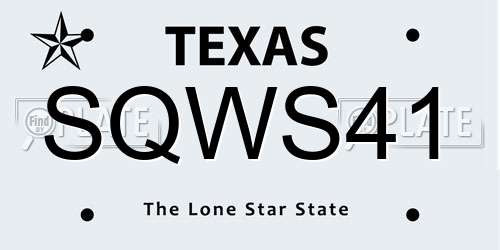 SQWS41 Texas License Plate