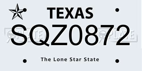 SQZ0872 Texas License Plate