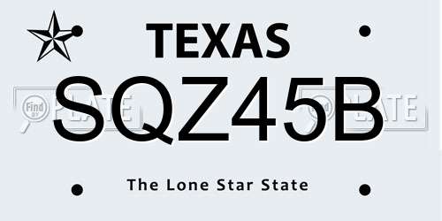 SQZ45B Texas License Plate