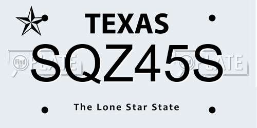 SQZ45S Texas License Plate
