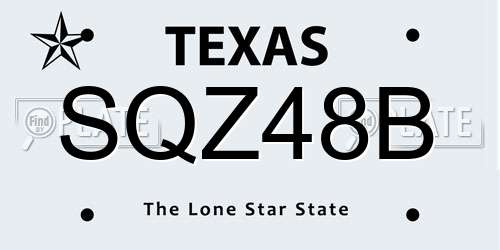 SQZ48B Texas License Plate