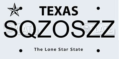 SQZOSZZ Texas License Plate