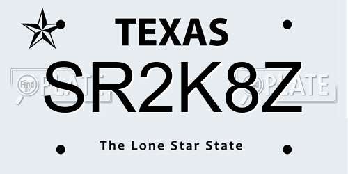 SR2K8Z Texas License Plate