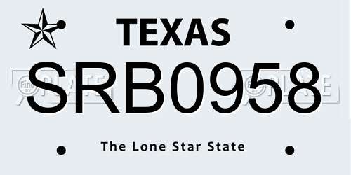 SRB0958 Texas License Plate