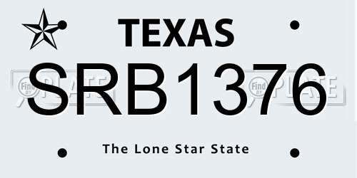 SRB1376 Texas License Plate