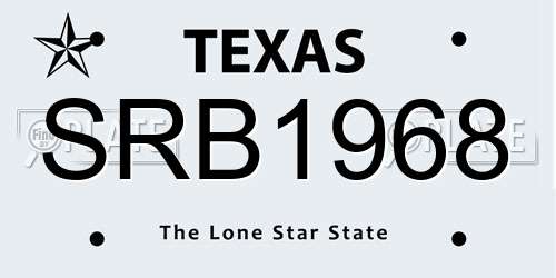 SRB1968 Texas License Plate
