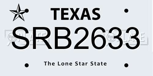 SRB2633 Texas License Plate