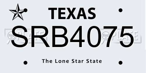 SRB4075 Texas License Plate