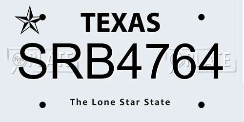 SRB4764 Texas License Plate