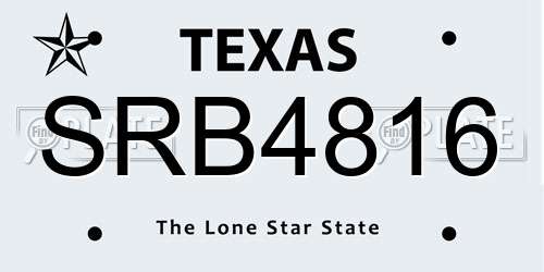 SRB4816 Texas License Plate