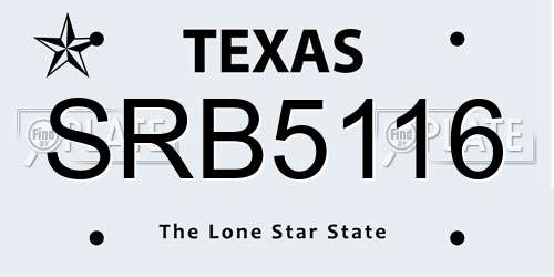 SRB5116 Texas License Plate