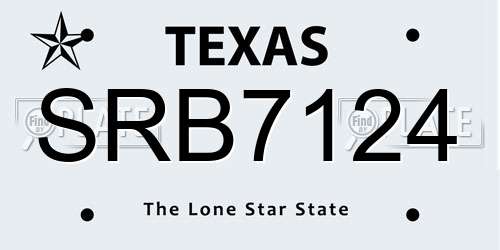 SRB7124 Texas License Plate