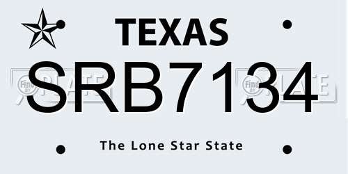 SRB7134 Texas License Plate