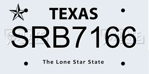 SRB7166 Texas License Plate