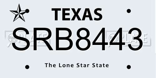 SRB8443 Texas License Plate