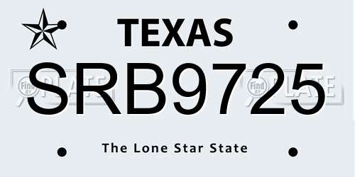 SRB9725 Texas License Plate