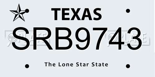 SRB9743 Texas License Plate