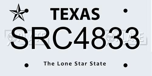 SRC4833 Texas License Plate