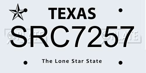 SRC7257 Texas License Plate
