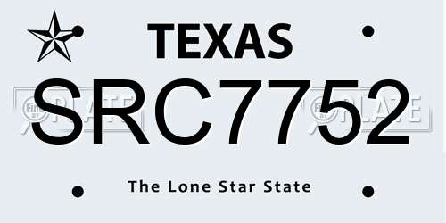 SRC7752 Texas License Plate