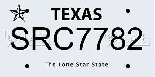 SRC7782 Texas License Plate
