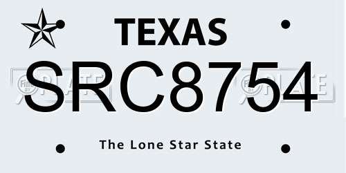 SRC8754 Texas License Plate