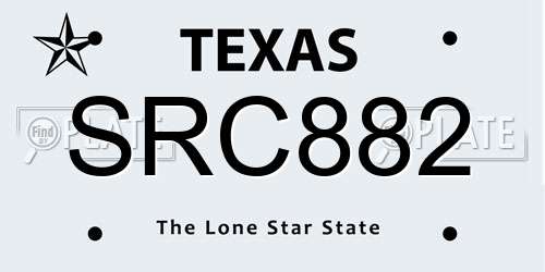 SRC882 Texas License Plate