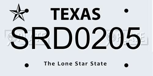 SRD0205 Texas License Plate