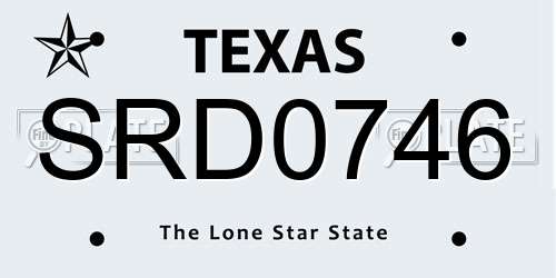 SRD0746 Texas License Plate