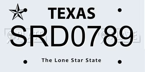 SRD0789 Texas License Plate
