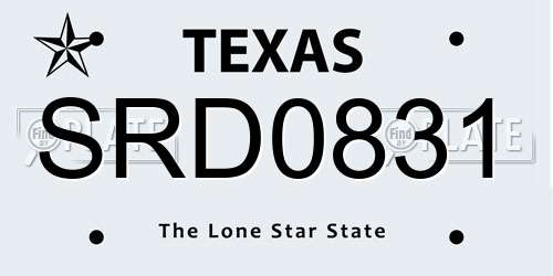 SRD0831 Texas License Plate