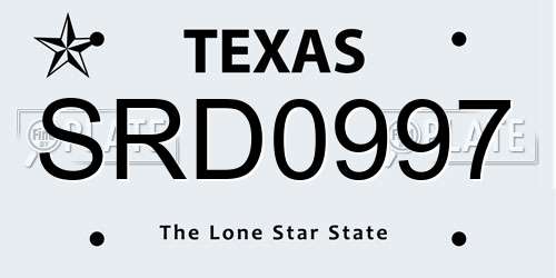 SRD0997 Texas License Plate