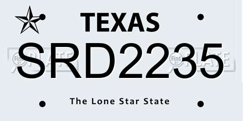 SRD2235 Texas License Plate