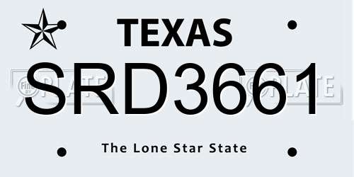 SRD3661 Texas License Plate