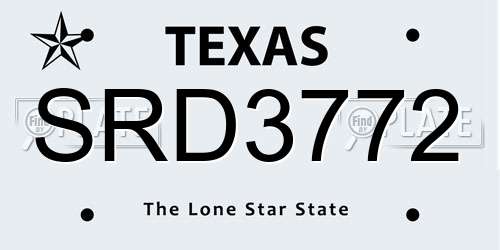 SRD3772 Texas License Plate