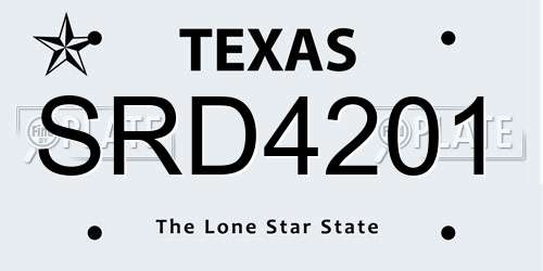 SRD4201 Texas License Plate