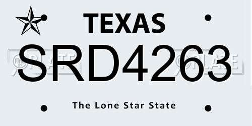 SRD4263 Texas License Plate